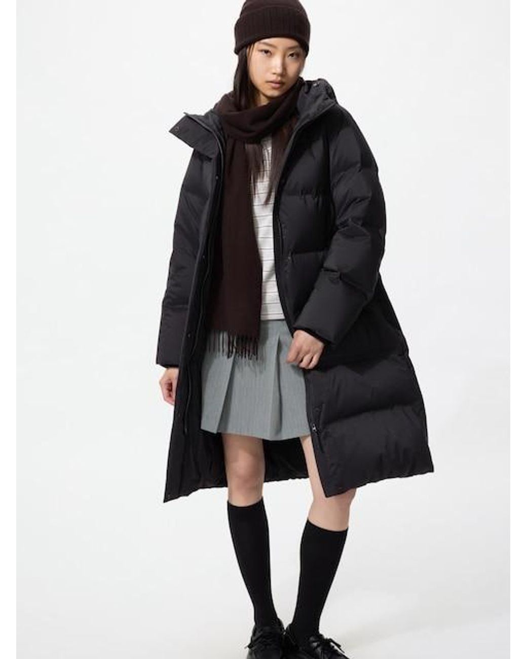Uniqlo Black Seamless Down Long Coat