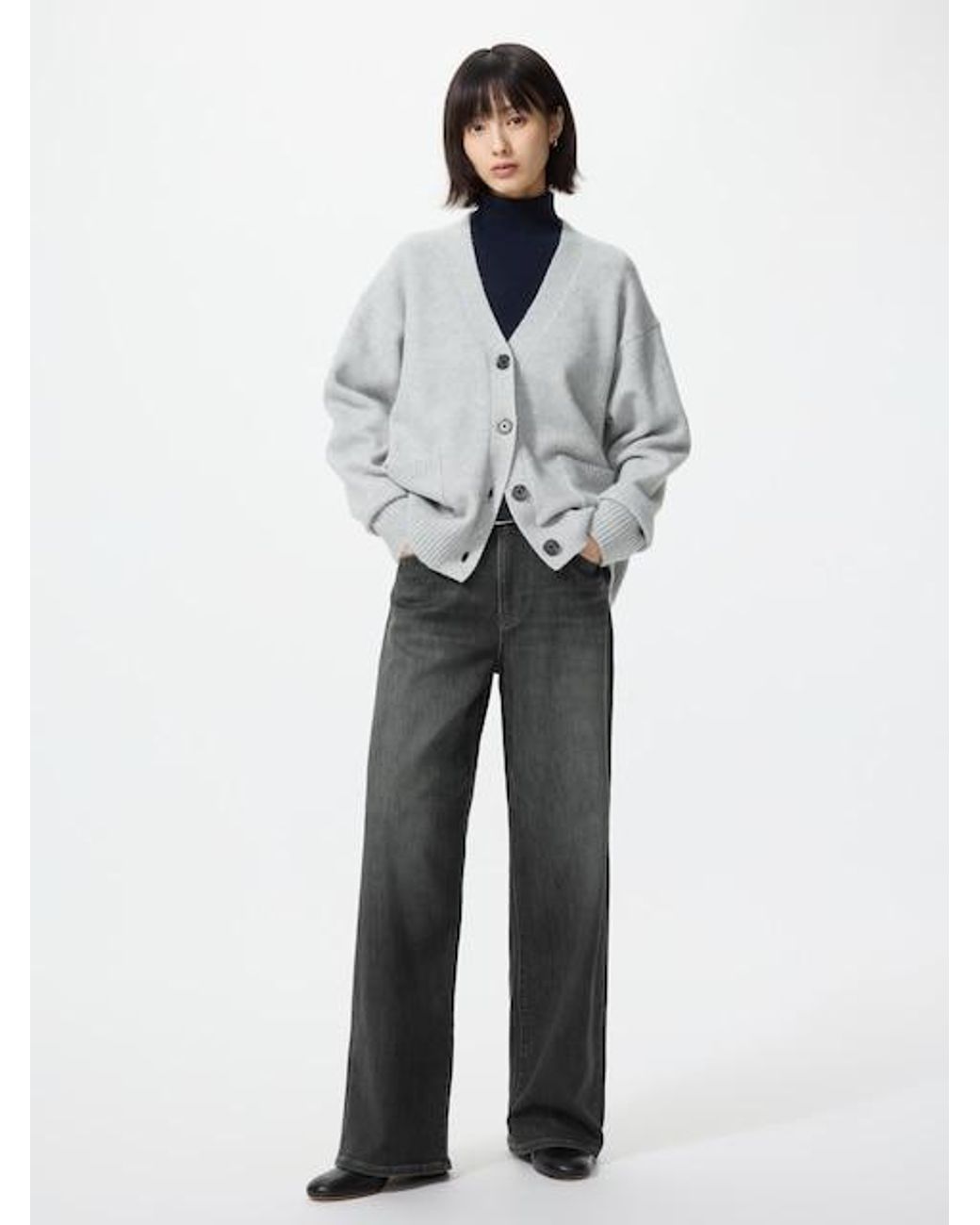 Uniqlo Gray Ezy Wide Straight Jeans