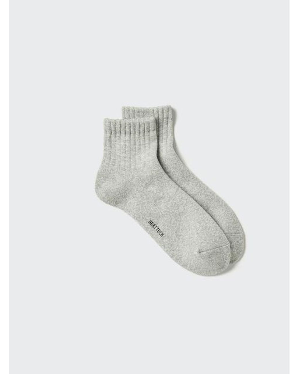Uniqlo White Heattech Socks (Half Length, Pile) for men
