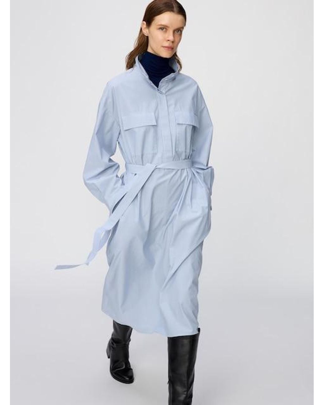 Uniqlo Blue Stand Collar Dress (Striped)
