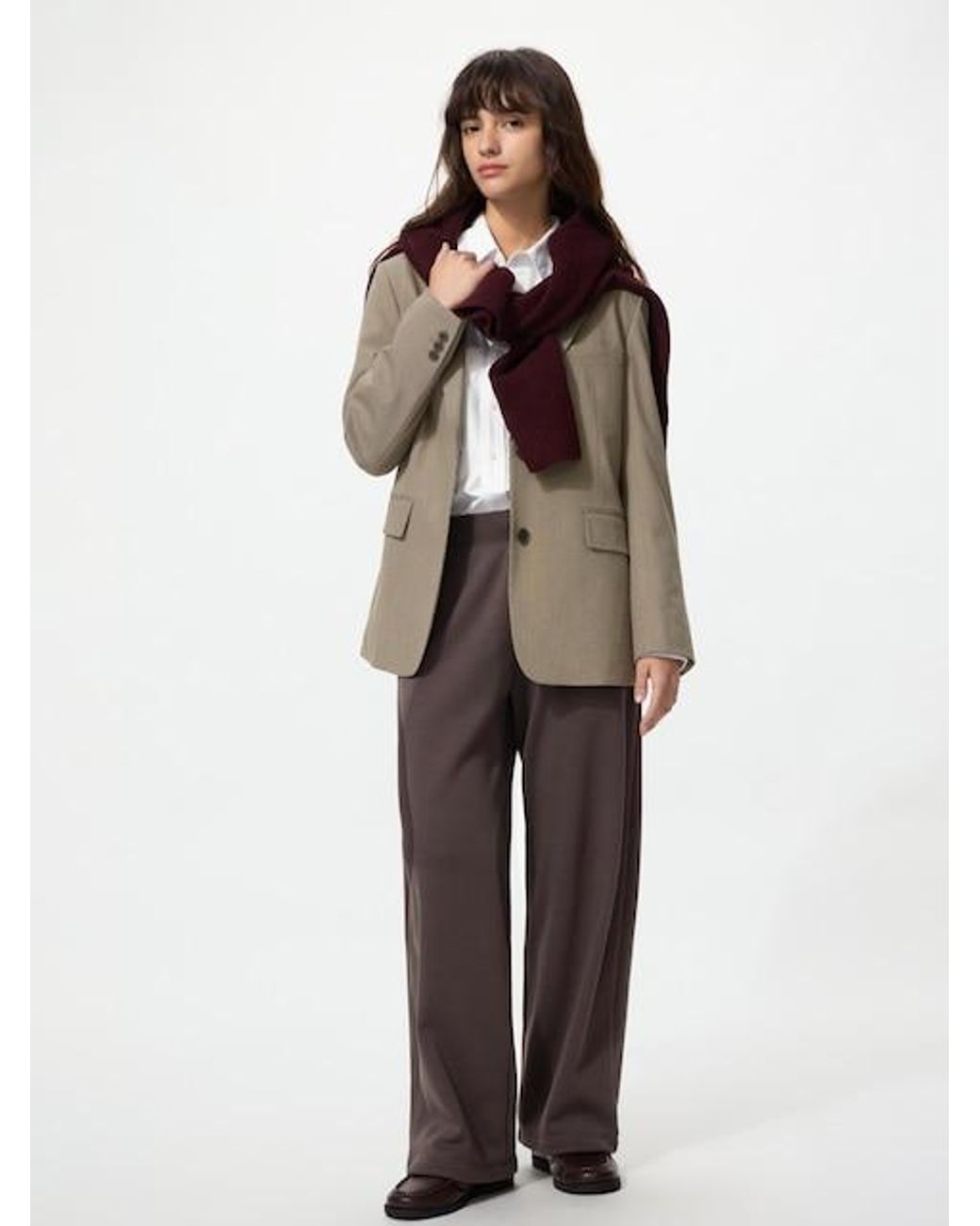 Uniqlo Brown Warm Pile Lined Sweat Wide Trousers