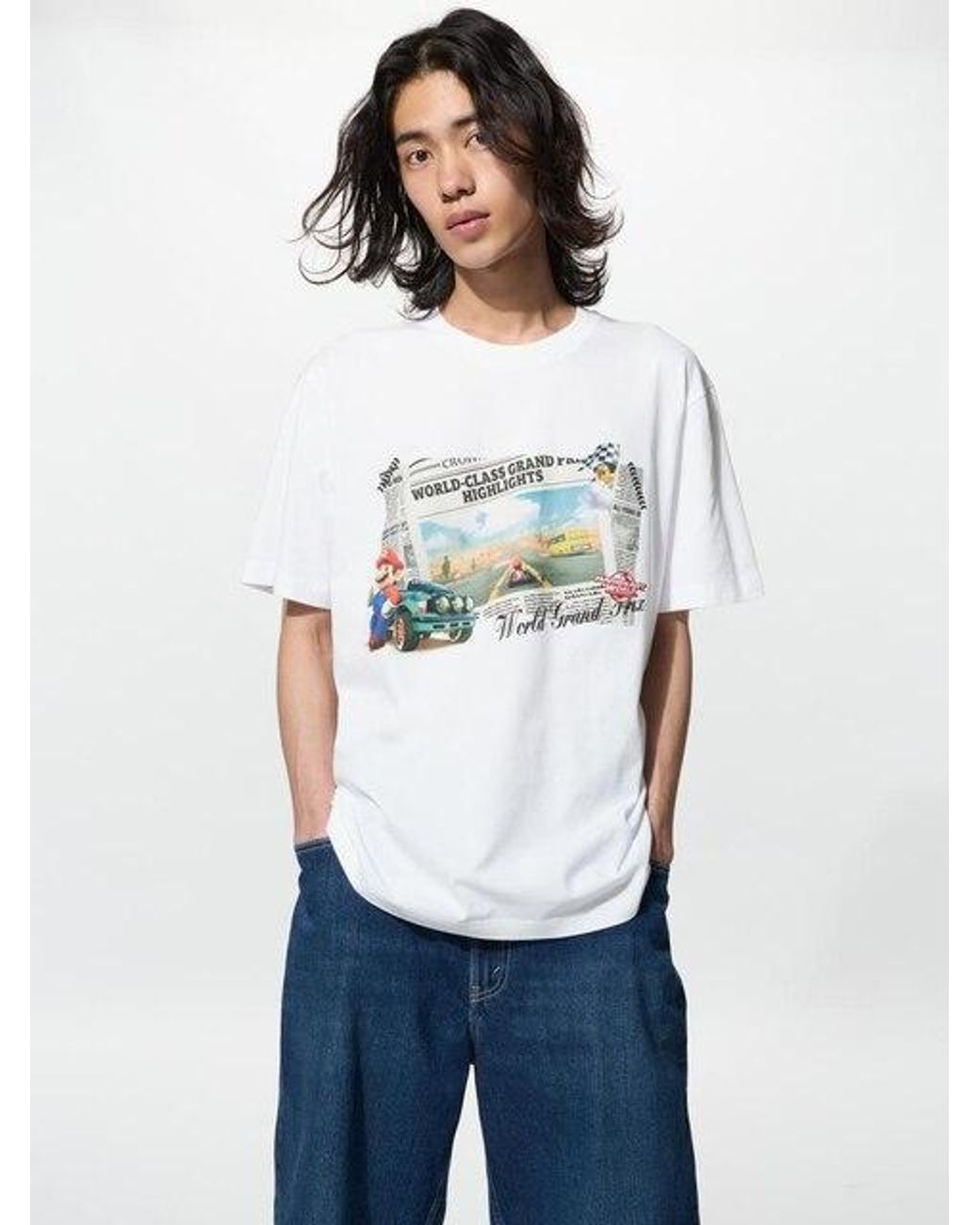 Uniqlo White Mario Kart World Ut Graphic T-Shirt for men