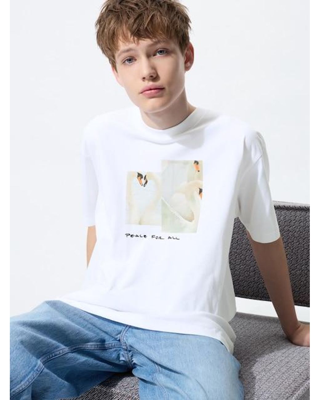 Uniqlo White Peace For All T-Shirt (Sofia Coppola) for men