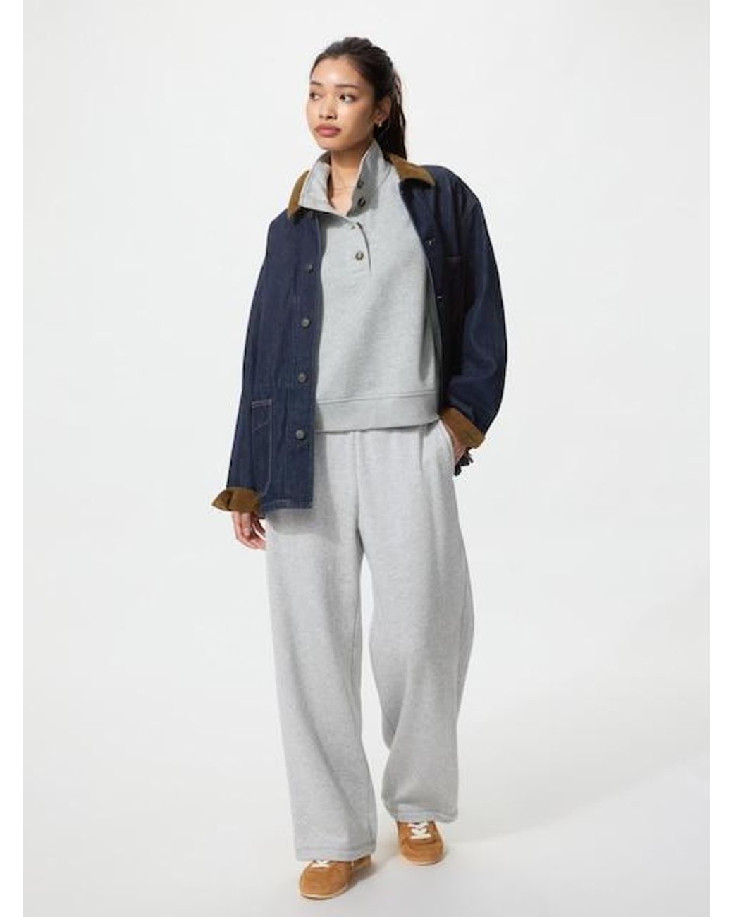 Uniqlo Black Warm Pile Lined Sweat Wide Trousers