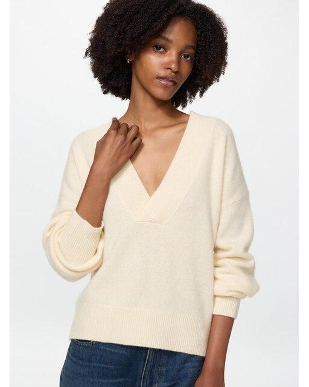 Uniqlo Natural 100% Cashmere V Neck Jumper