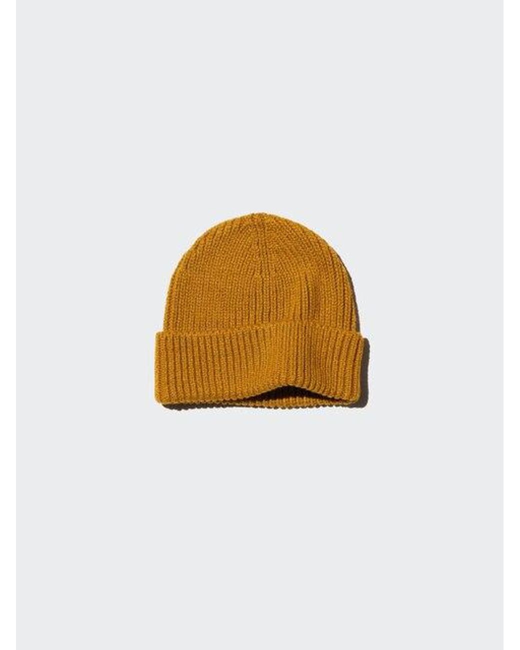 Uniqlo Yellow Heattech Beanie (Ribbed) for men