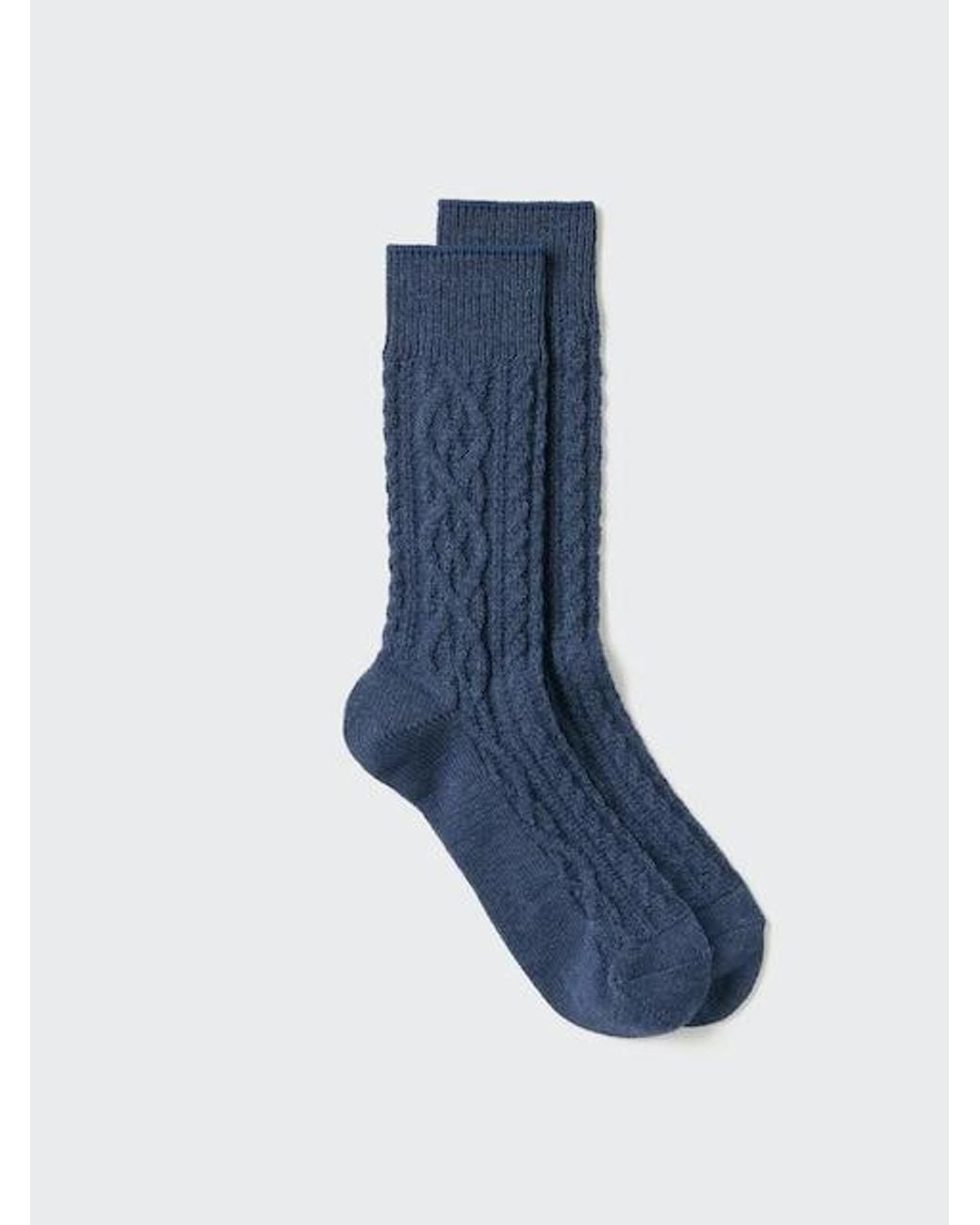 Uniqlo Blue Heattech Socks (Cable) for men