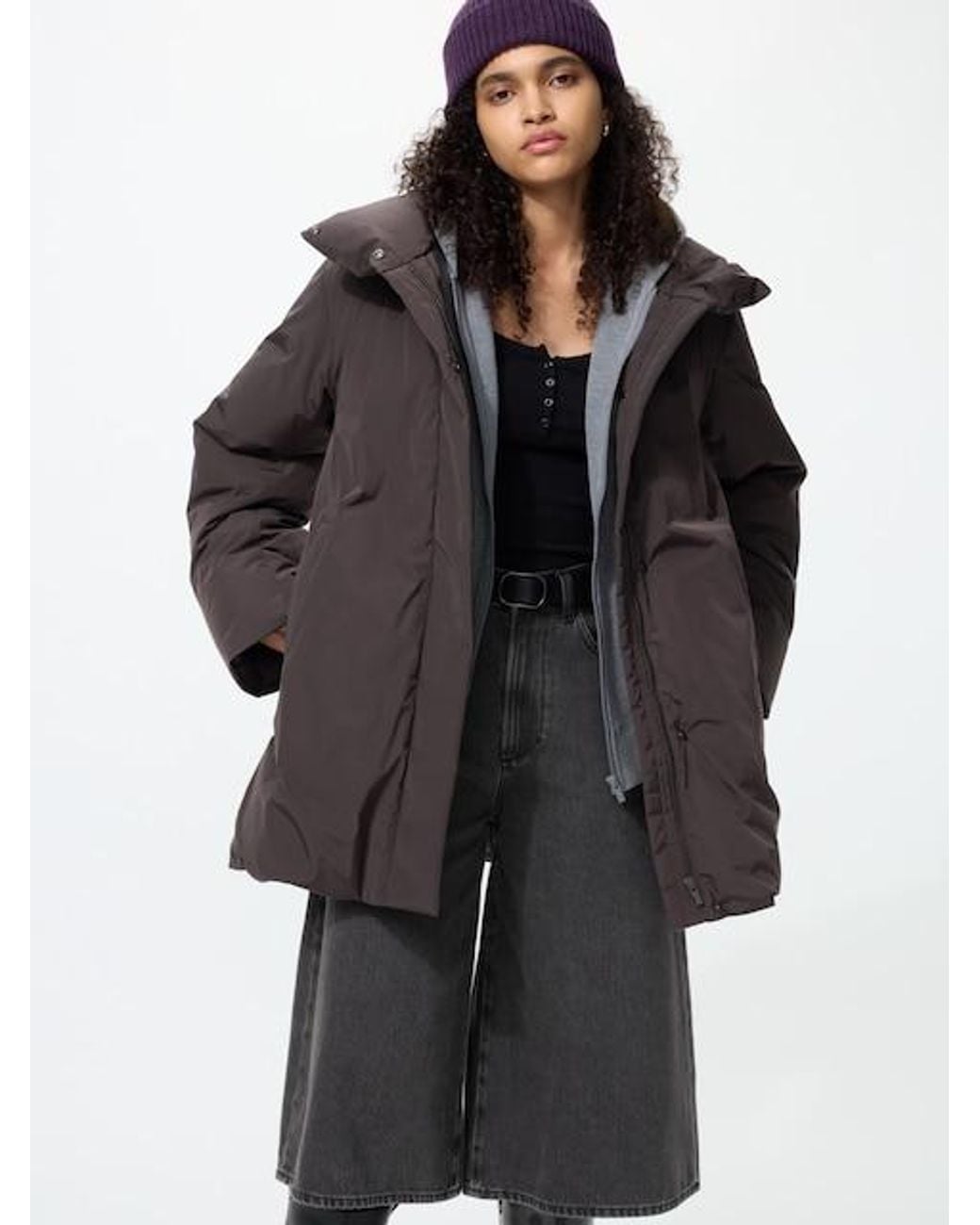 Uniqlo Black Non-Quilted Down Short Coat