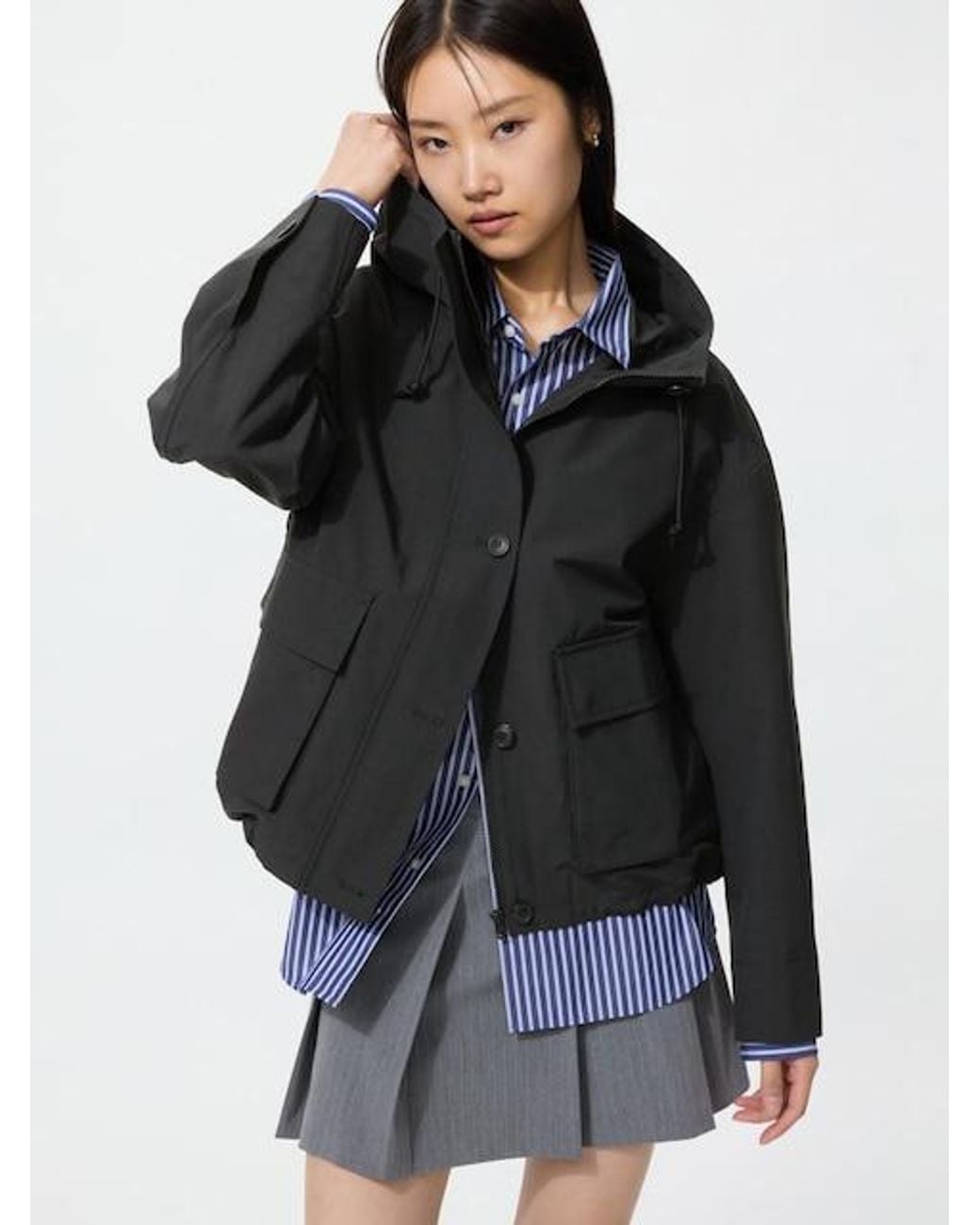 Uniqlo Black Utility Cotton Blend Parka