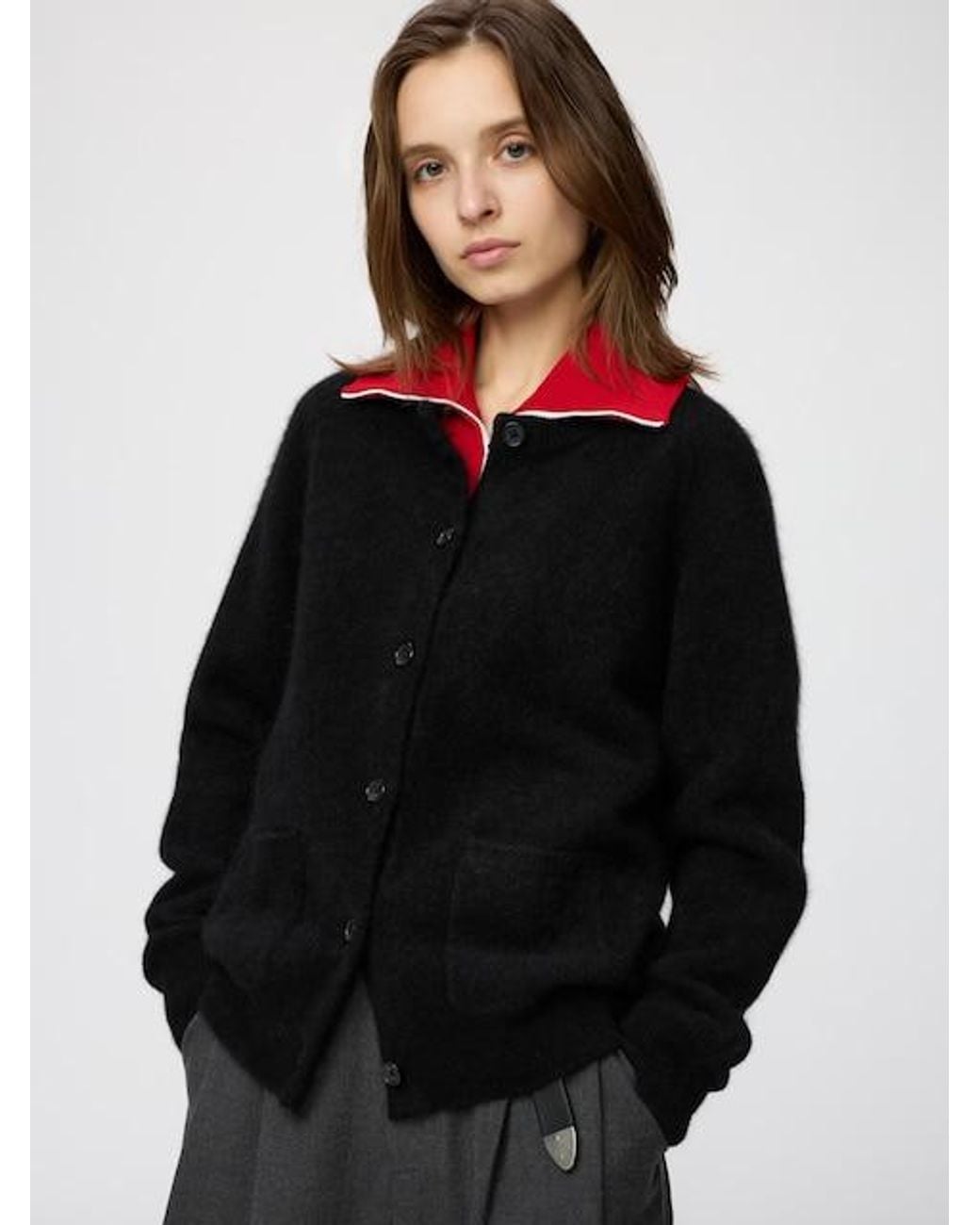 Uniqlo Black Fluffy 100% Cashmere Relaxed Cardigan for men