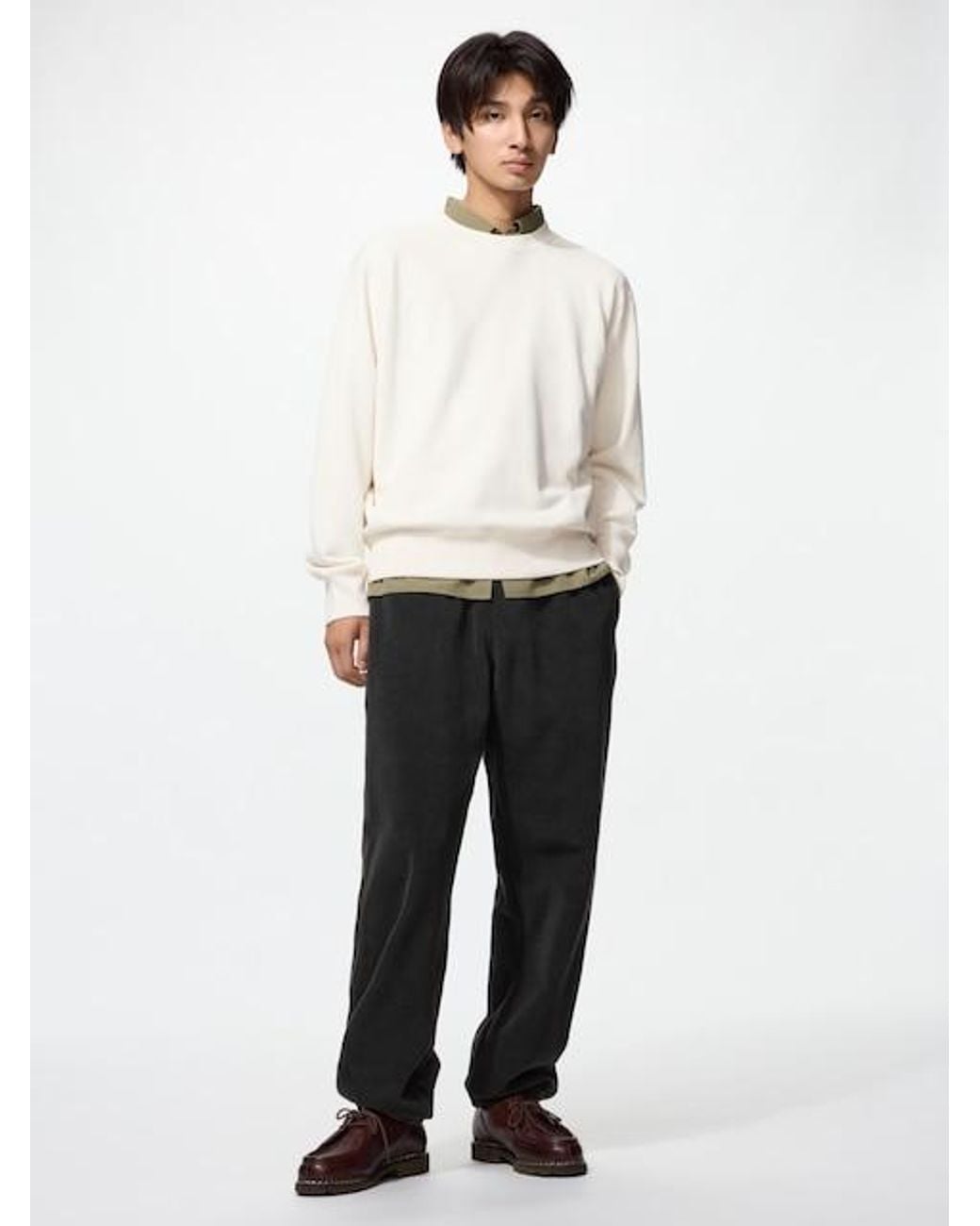 Uniqlo White Fleece Joggers for men