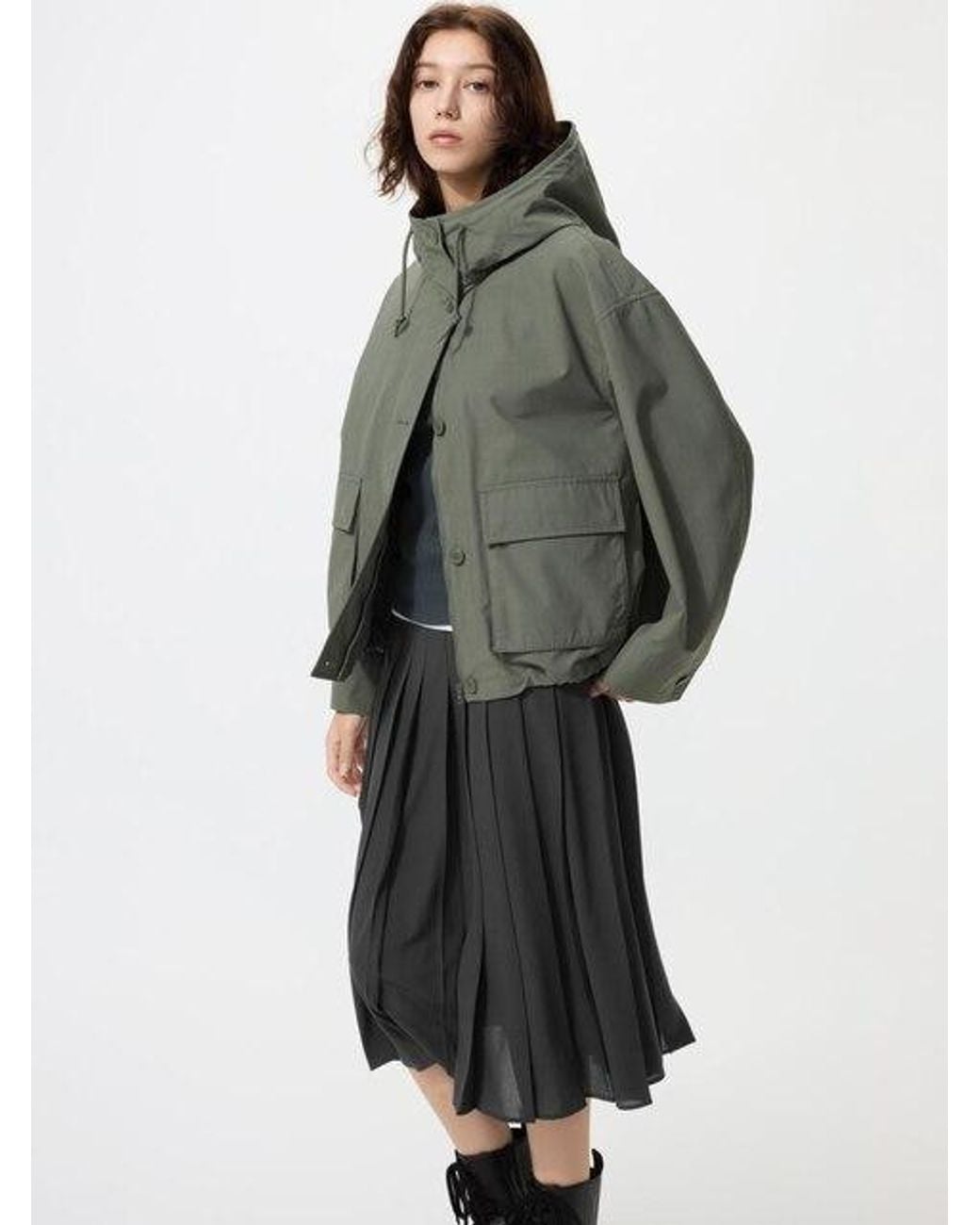 Uniqlo Gray Utility Cotton Blend Parka