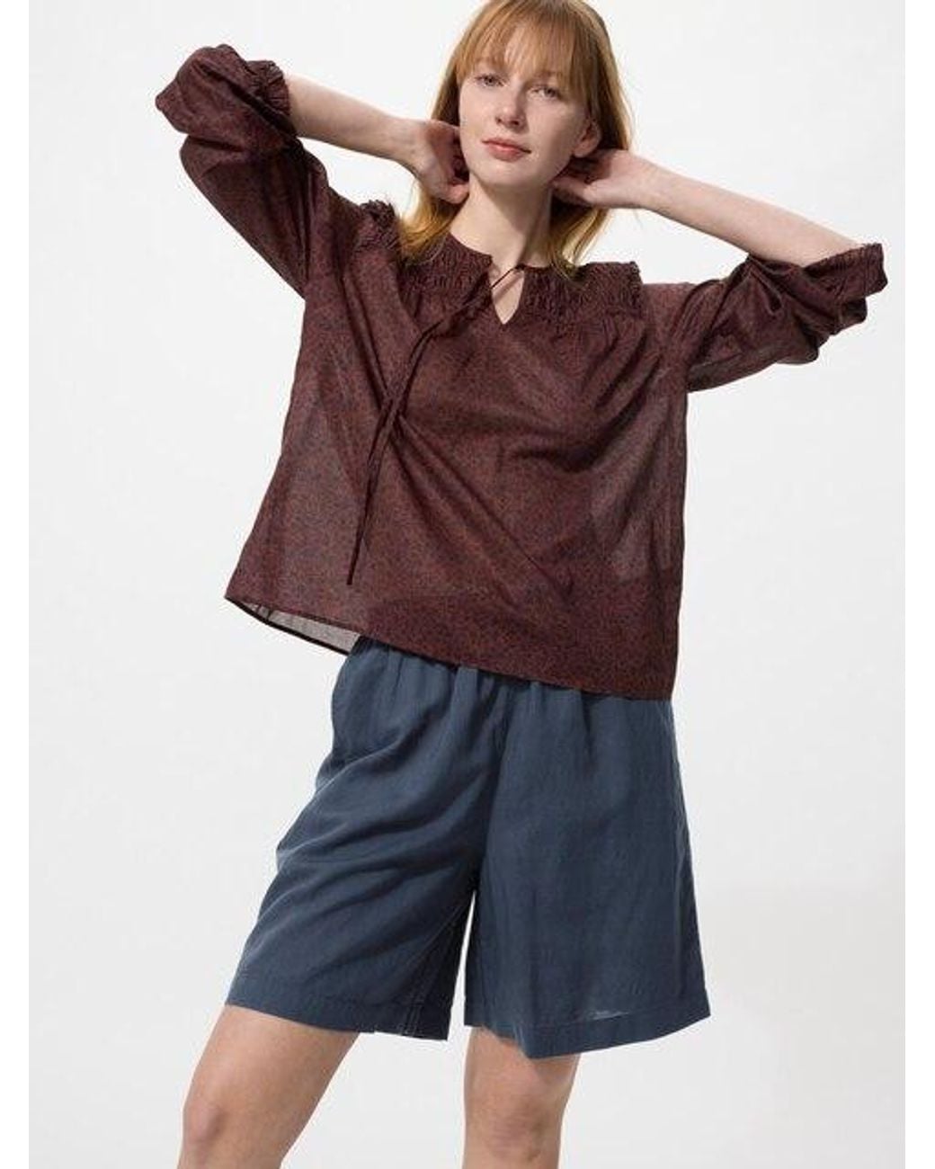 Uniqlo Blue Linen Blend Easy Shorts