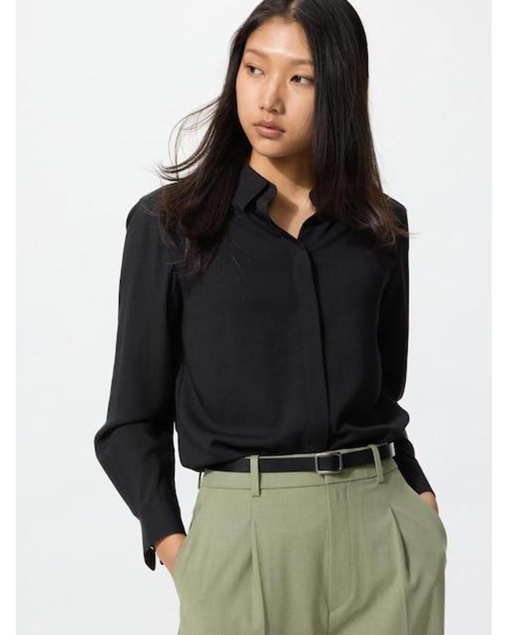 Uniqlo Black Rayon Blouse