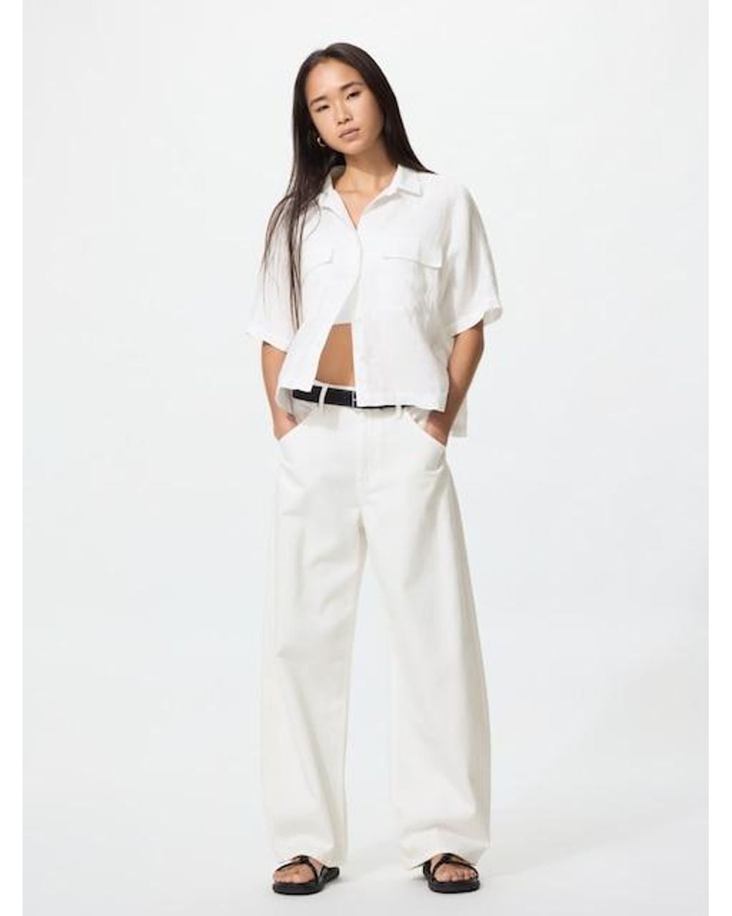 Uniqlo White Baggy Curve Jeans (Longer)
