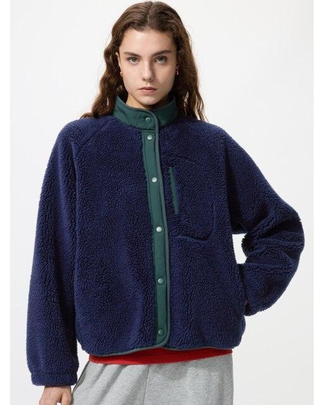 Uniqlo Blue Pile Lined Fleece Combination Jacket