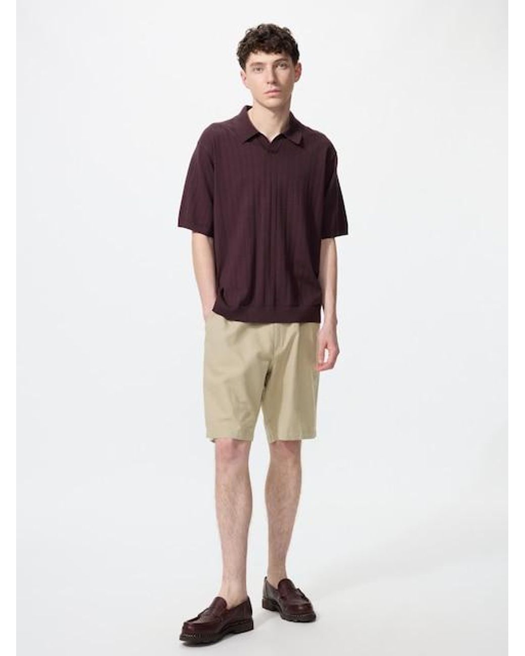 Uniqlo Red Linen Blend Shorts for men