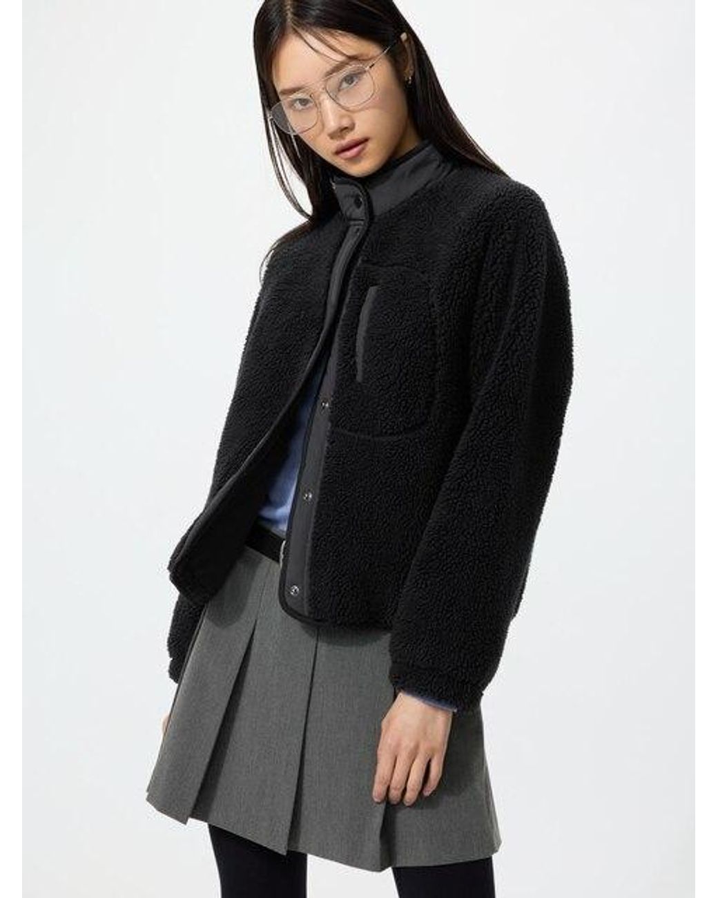 Uniqlo Black Pile Lined Fleece Combination Jacket