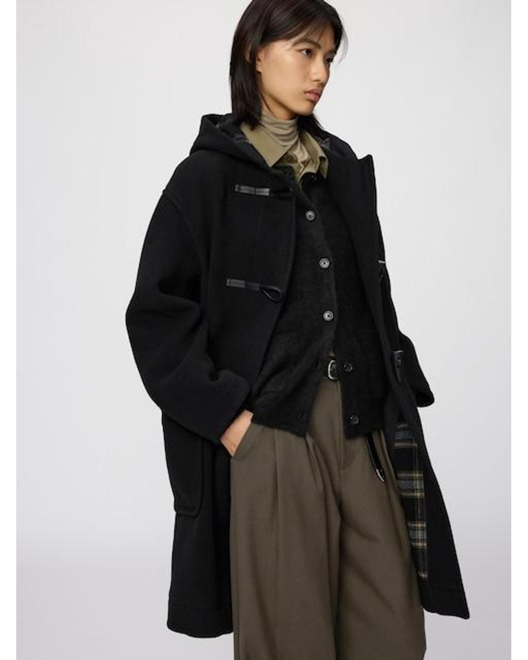 Uniqlo Black Duffle Coat for men