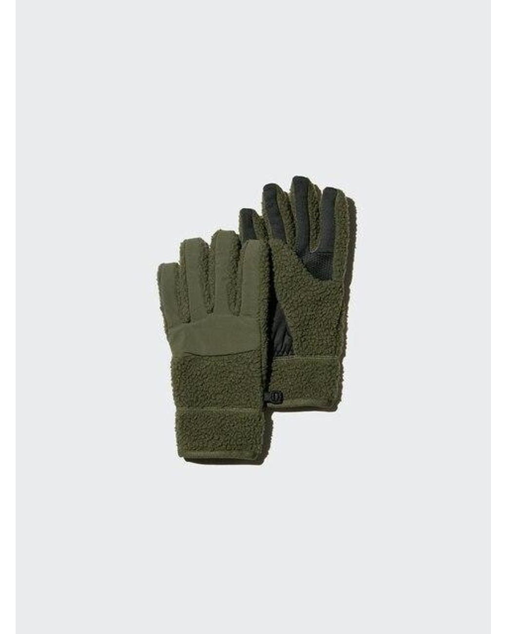 Uniqlo Green Heattech Lined Gloves (Boa Fleece) for men