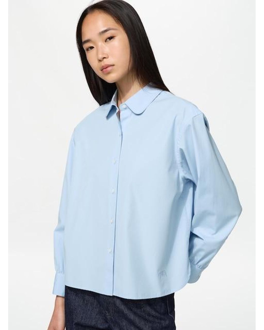 Uniqlo Blue Cotton Volume Sleeve Shirt