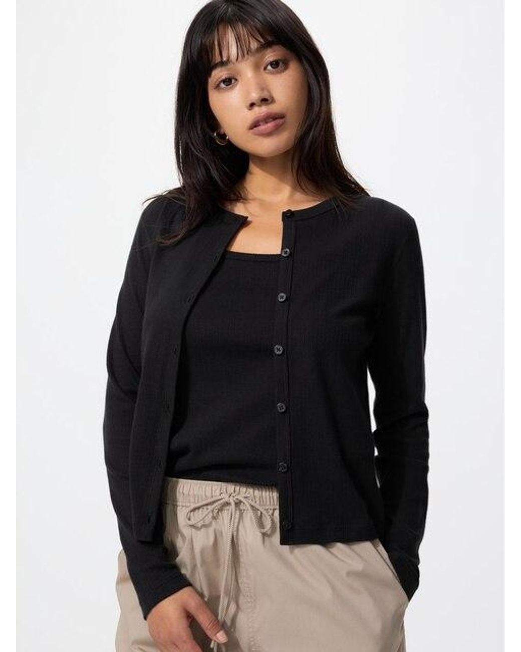 Uniqlo Black Pointelle Cardigan