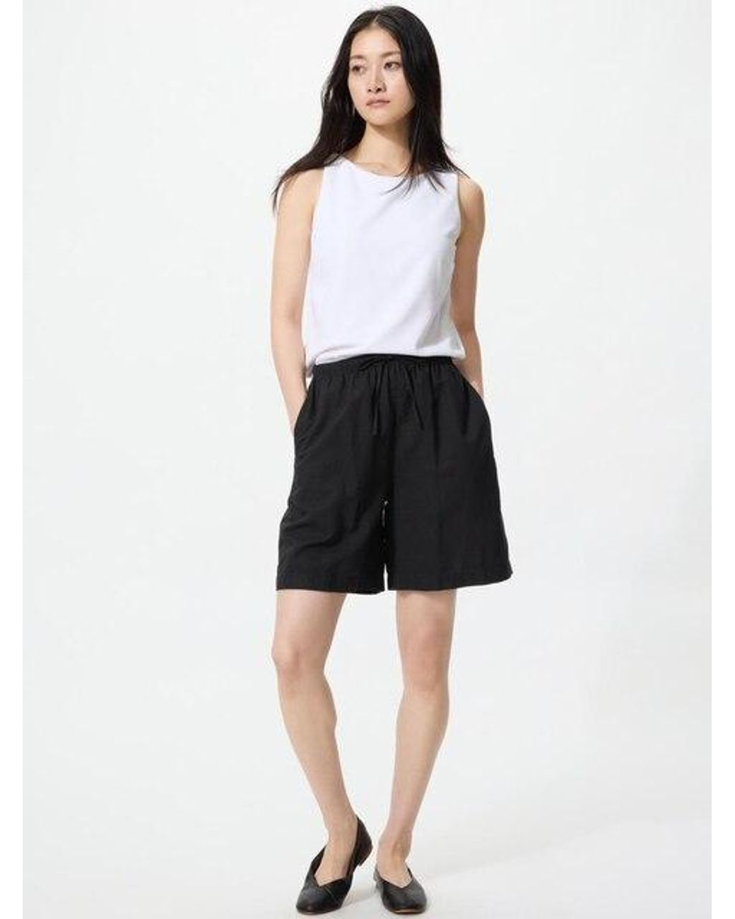 Uniqlo White Linen Blend Easy Shorts