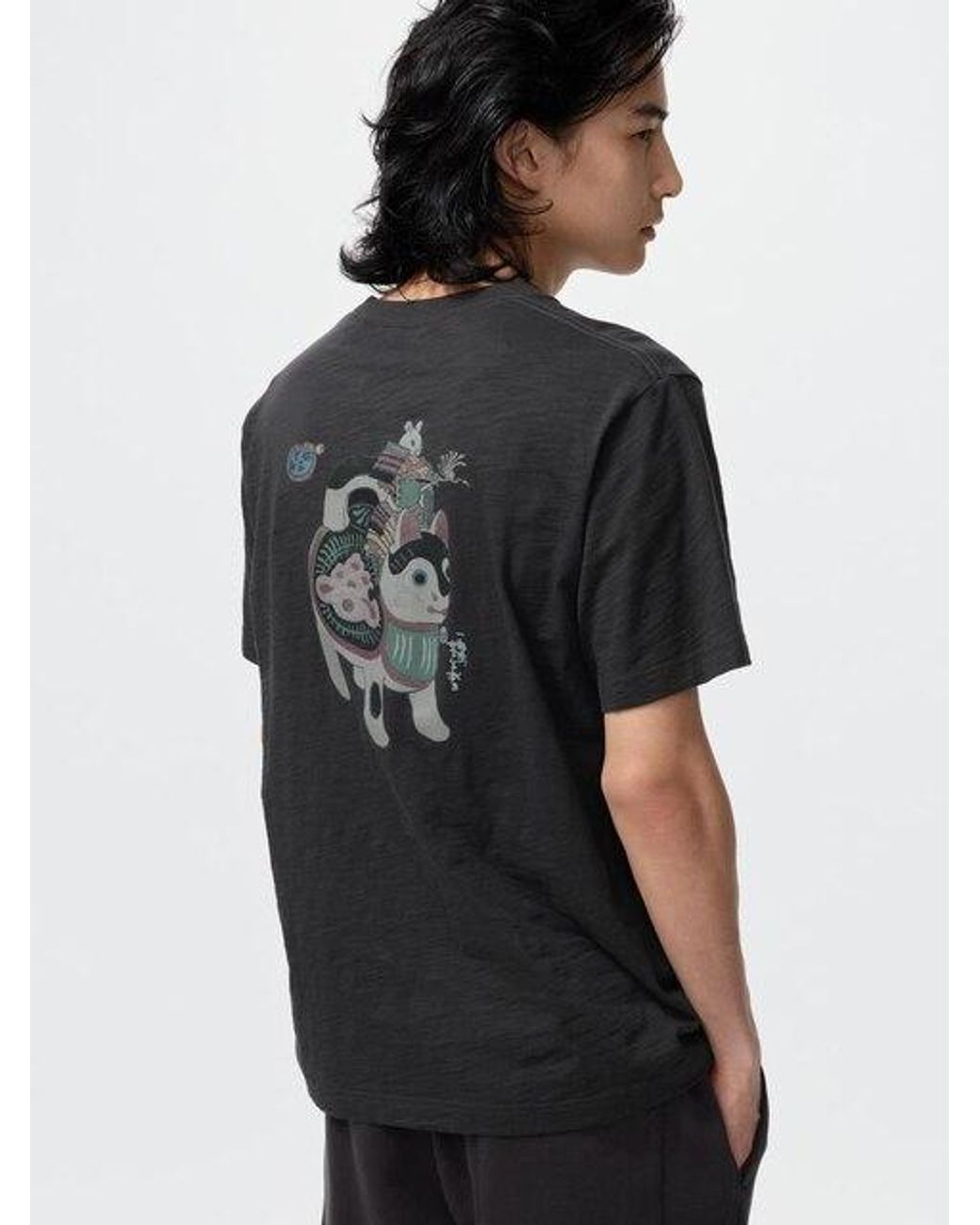Uniqlo Black Ukiyo-E Animals Ut Graphic T-Shirt for men