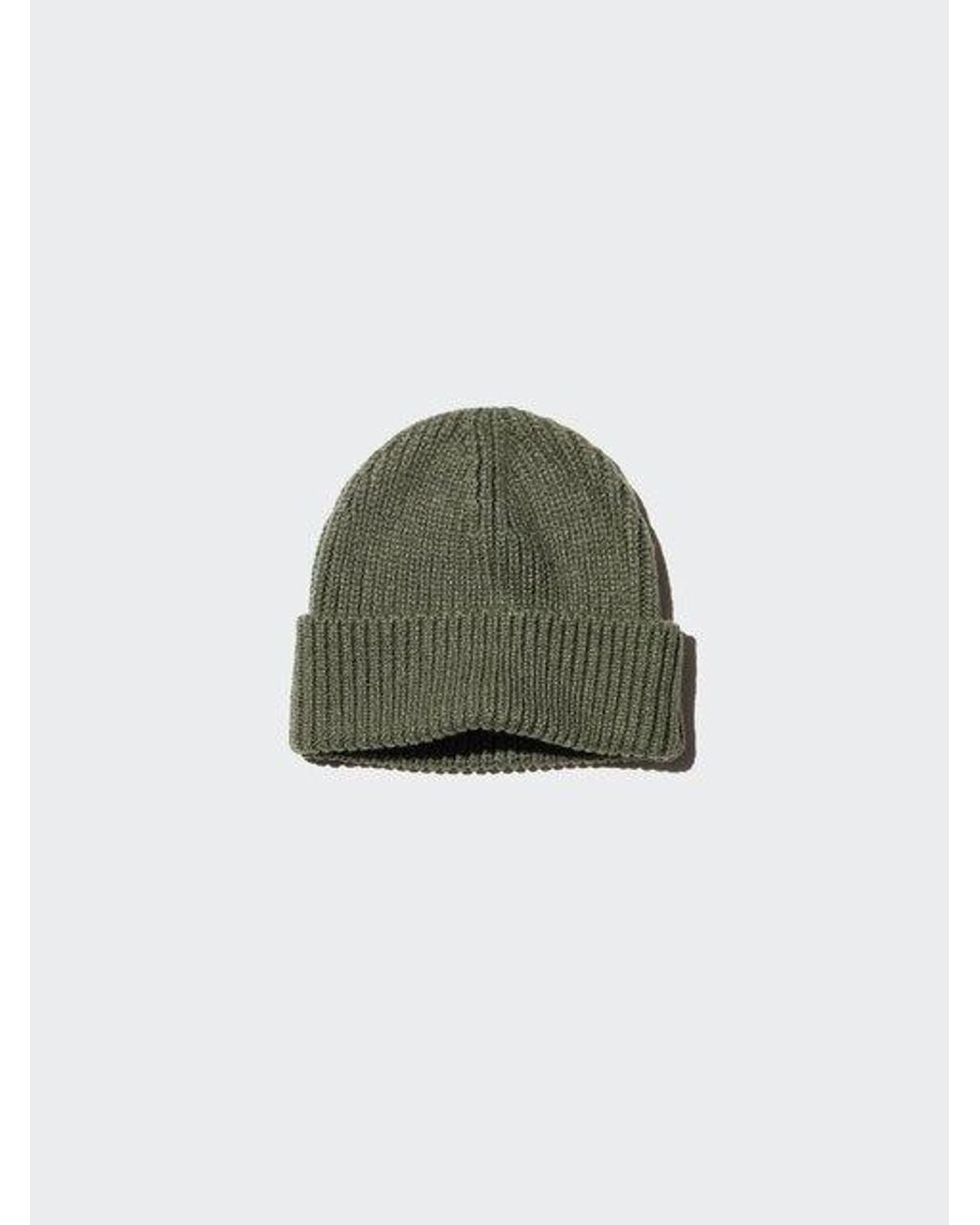 Uniqlo Green Heattech Beanie (Ribbed)