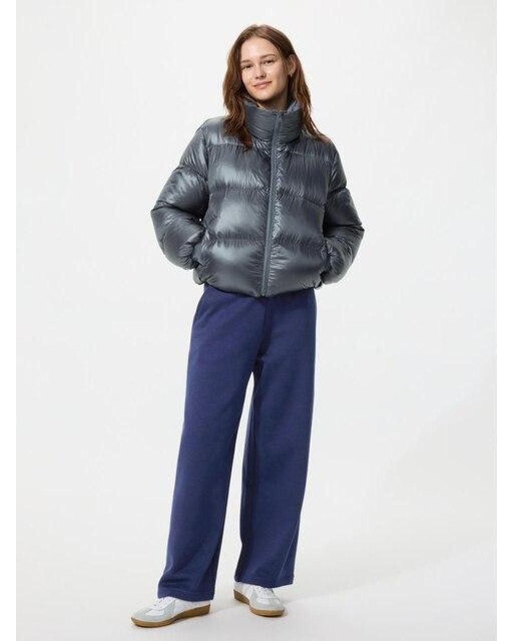 Uniqlo Blue Warm Pile Lined Sweat Wide Trousers