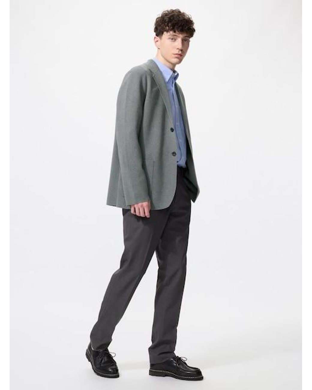 Uniqlo Blue Airsense Trousers (Wool-Like, Longer) for men