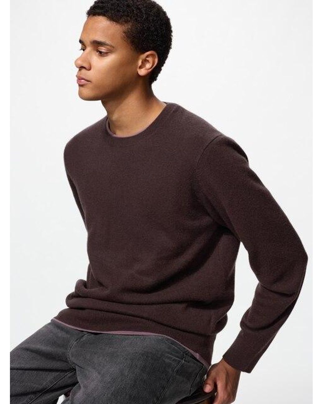 Uniqlo Brown 100% Cashmere Crew Neck Jumper for men