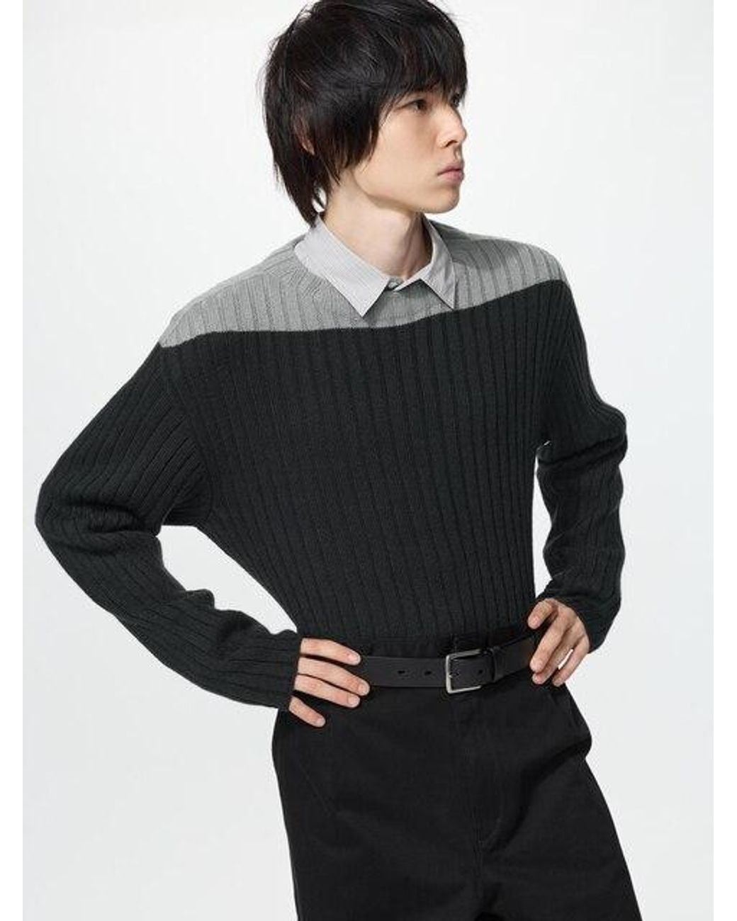 Uniqlo Black 3D Knit Seamless Boat Neck Jumper