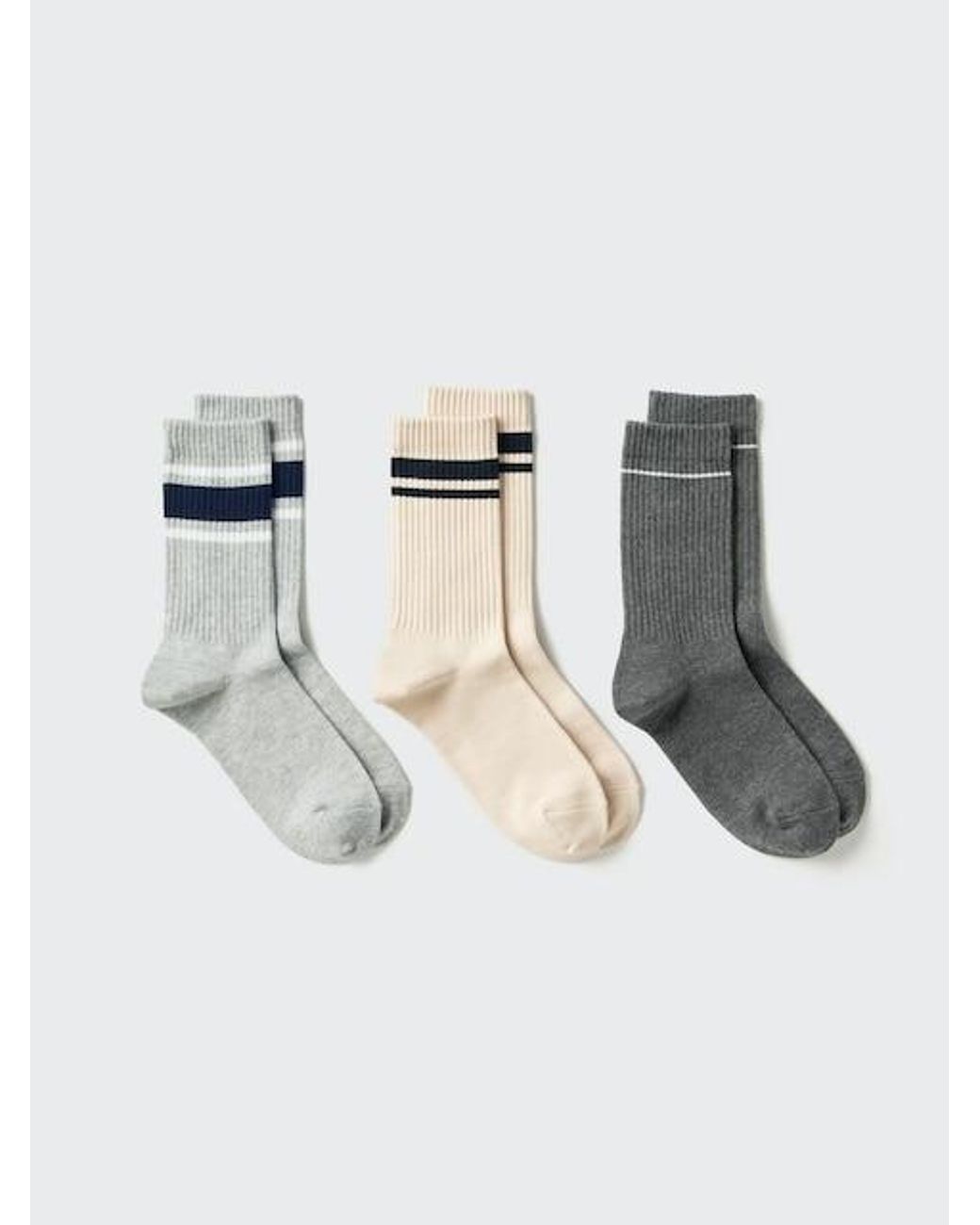 Uniqlo Gray Socks (Ribbed Line, 3 Pairs)