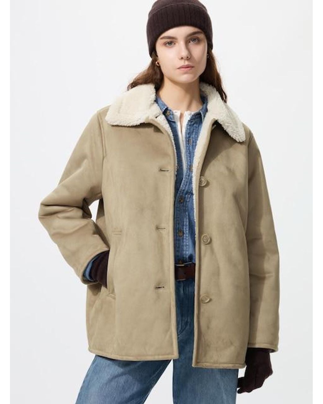 Uniqlo Natural Fleece Lined Short Coat