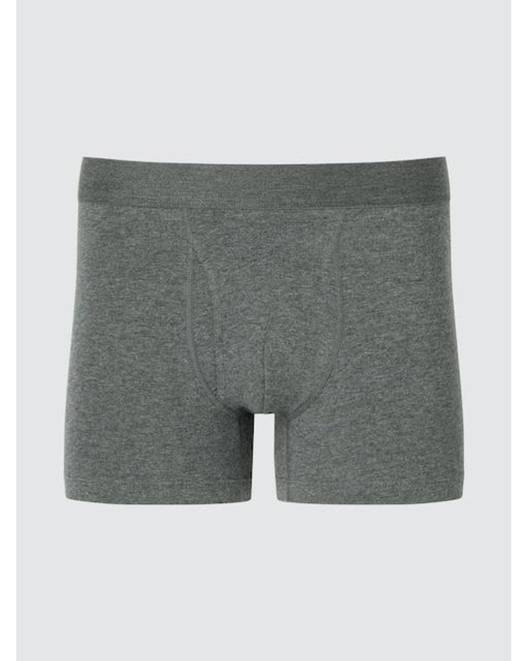 Uniqlo Gray Cotton Boxer Briefs (Regular Rise) for men