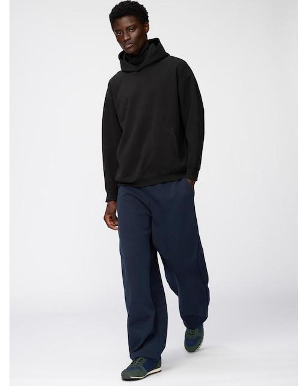 Uniqlo Blue Sweat Wide Trousers for men