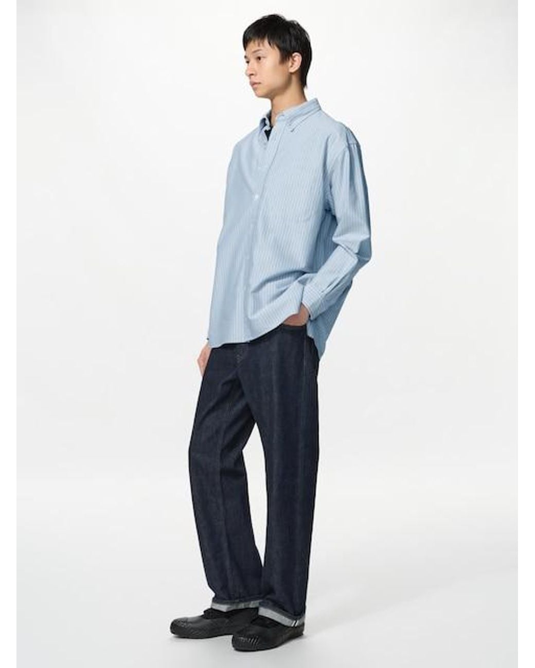 Uniqlo Blue Selvedge Straight Jeans for men