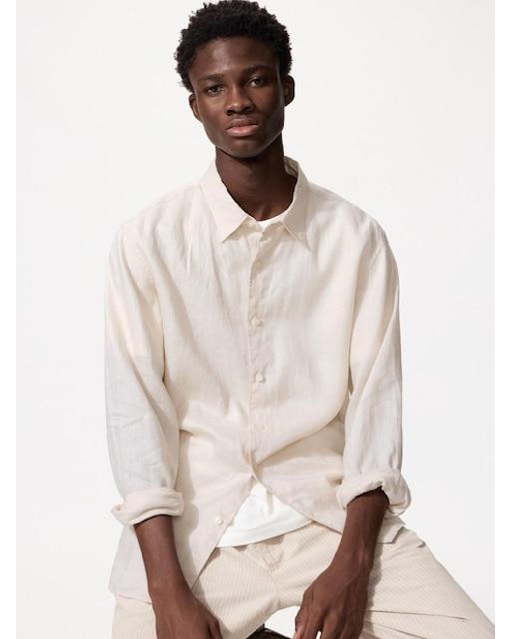 Uniqlo Natural 100% Premium Linen Shirt for men