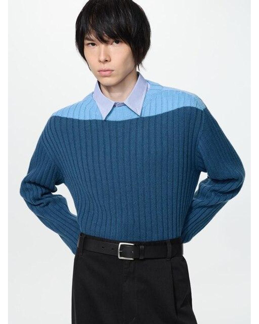 Uniqlo Blue 3D Knit Seamless Boat Neck Jumper