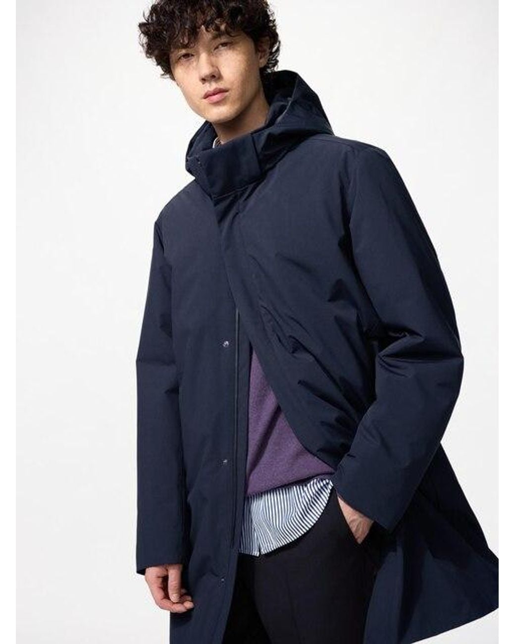 Uniqlo Blue Hybrid Down Coat for men