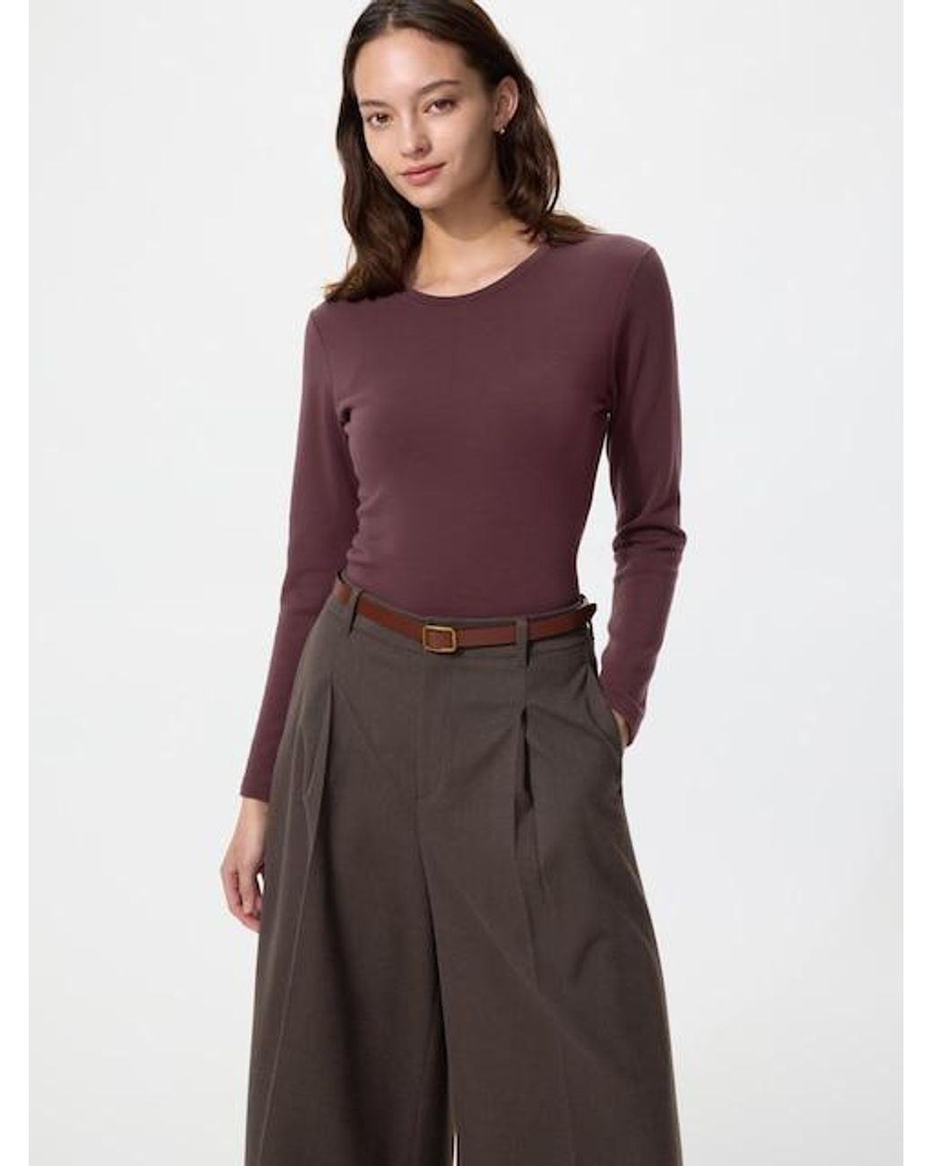 Uniqlo Purple Heattech Ultra Warm Crew Neck T-Shirt (Long Sleeve)