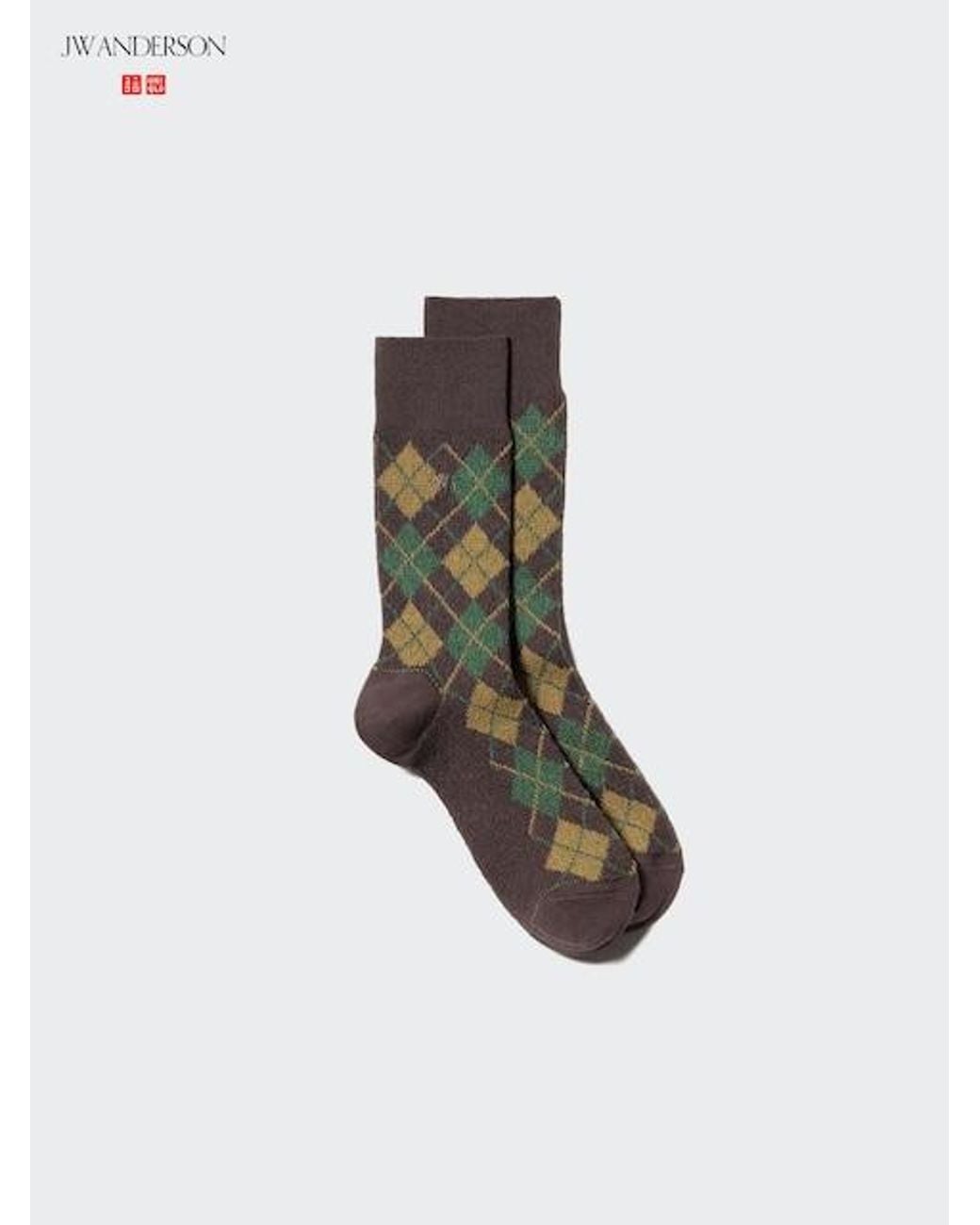 Uniqlo White Heattech Socks (Argyle)