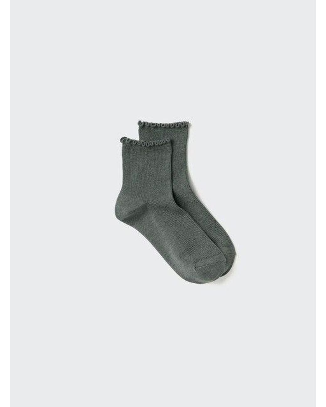 Uniqlo Gray Heattech Socks (Crew Frill)