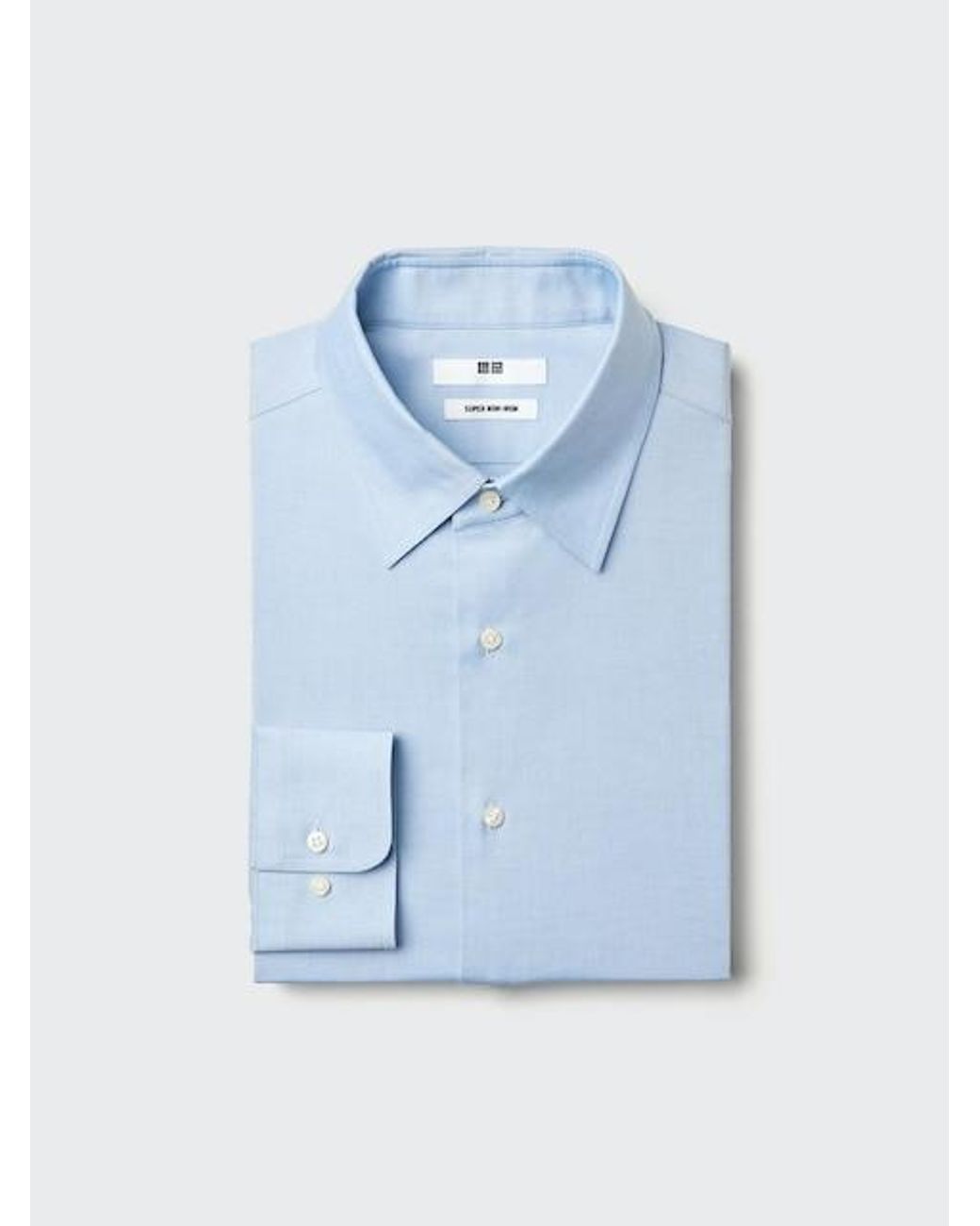 Uniqlo Blue Super Non-Iron Regular Fit Shirt (Regular Collar) for men