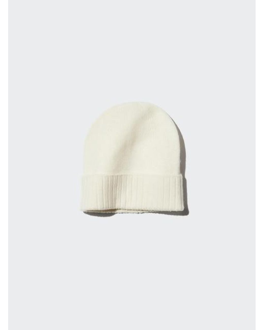 Uniqlo White Cashmere Beanie for men