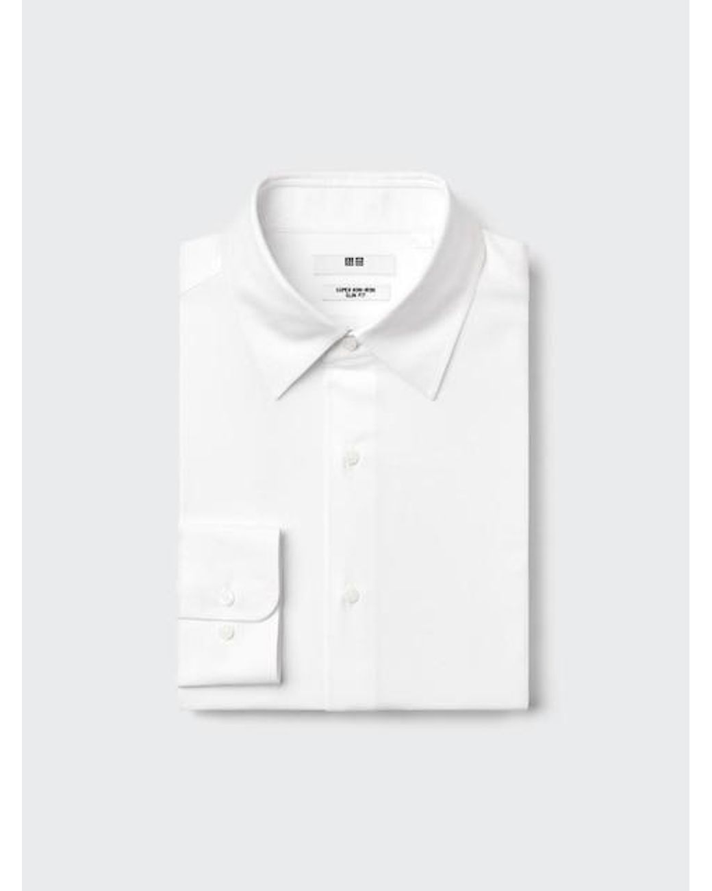 Uniqlo White Super Non-Iron Slim Fit Shirt (Regular Collar) for men
