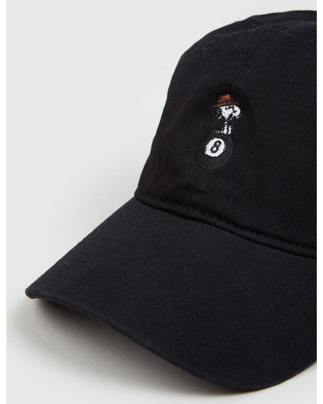 Huf Black X Peanuts Spike 8 Ball Curved Peak Cap for men