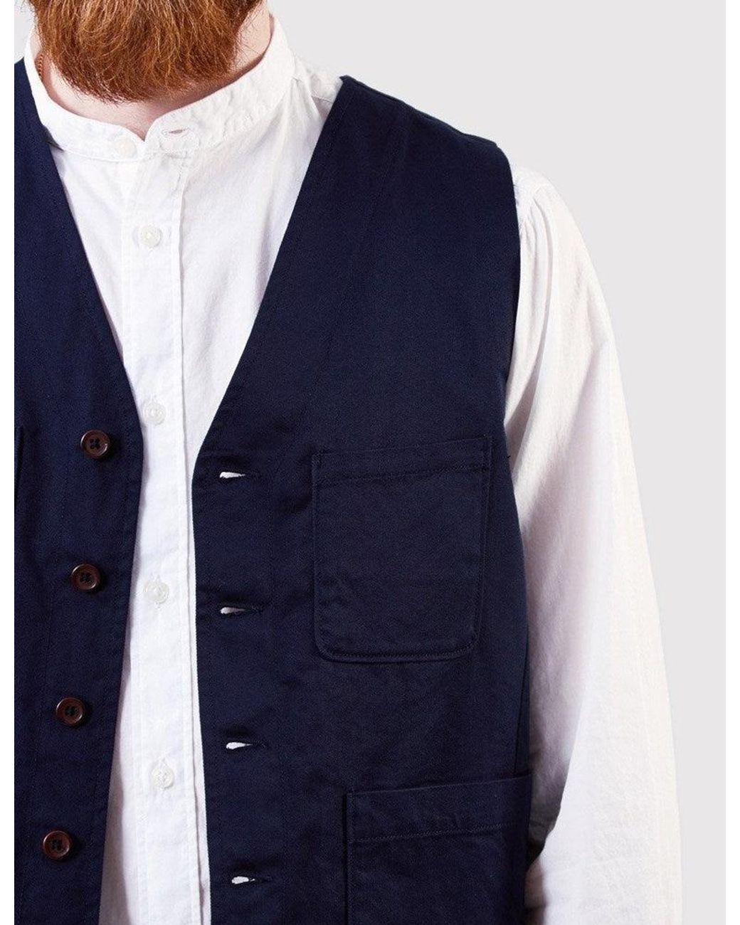 Universal Works Blue Work Waistcoat for men