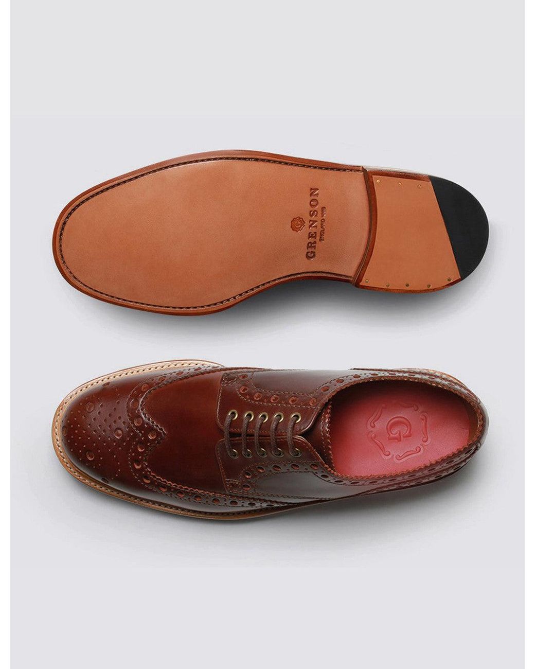 GRENSON Brown Archie Brogue Shoes for men